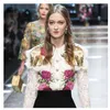 New design runway star same style women's lace flower embroidery paillette long sleeve blouse shirt S M L