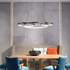 Cercle Rings Modern LED Chandelier en aluminium pendentif clair Coffee Finish pour salle à manger