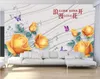 Papier peint 3D personnalisé en tissu de soie en toile étanche peinture murale peinture murale romantique rose chaude fleur amour fleur fleur riche l fondeur mural papier peint