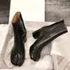 Design Tabi Boots Split toe Chunky High Heel Women Boots Leather Zapatos Mujer Fashion Autumn Women Shoes Botas Mujer