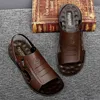 Неоплачиваемая дышащая кожаная мода летние мужские мужские сандалии для пляжей Драйв Двойной мужчина 10502