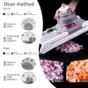 304 Rostfritt stål Bladesj Mandoline SLICER MANUAL VEGETABLE CUTTER Professionell rivare Justerbar multifunktionsskivor Peeler Köksverktyg