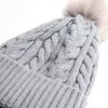 Fashion-Wint Winter Hat Zagęścić Ciepłe Panie Pom Pom Czapki Beanie 2 Czapki Dla Kobiet Dzianiny Kapelusz Kobiet Pompom Kapelusz z Pomponem