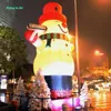5m altura Outdoor Christmas inflável Boneco de neve branco explodir o balão modelo do boneco de neve do inverno com um chapéu vermelho para a decoração do ano novo