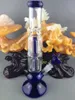 Waterpijpen 6 Arm percolator glazen bong water bongs blauwe rookpijp dab rig classics beker