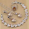 925 Sterling Silver Bridal Jewelry Champagne Zircon Jewelry Sets For Women Earrings/pendant/necklace/rings/bracelet T190705