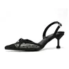 2020 slingback الدانتيل النساء مضخات أنيقة أشار تو رقيقة الكعب مكتب سيدة أحذية عالية الكعب الصنادل الإناث الأحذية الصيفية 1