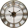 Horloge murale rétro circulaire 3D romaine 47 cm en fer forgé creux Vintage grande horloge murale décorative muette sur la décoration murale pour la maison