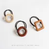 Lady Rubber Band Geometry Wooden Hair Rope Women Hair Accessories Korean Round Female Square High Quality Ponytail