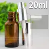 卸売468pcs/ロット空のアンバーガラススプレーボトル20ml補充可能なアトマイザー香水ガラスボトルポンプスプレーキャップ送料無料