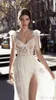 2019 Date Sexy Côté Haute Fente Robes De Mariée Une Ligne Dentelle Applique Dos Nu Tulle Bretelles Spaghetti Plage Boho Mariage Robes De Mariée