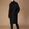 S-6XL! Men's autumn winter wool wool overcoat south Korean version of the pure color long loose coat men's trend