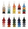 Boheemse mode kwast oorbellen handgemaakte lange fringe oor Dangle 4 lagen ontwerper vrouwen 10 kleuren groothandel oorbel sieraden