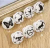 New Home Black & White Printed Decorative Round Ceramic Knob, Cabinet Hardware, Modern Wardrobe Furniture Door Handle Drawer pulls