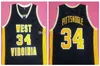 West Virginia Mountaineers College Kevin Pittsnogle #34 Camisa de basquete retrô masculina com número personalizado costurado e nome