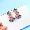 Fashion-Gems Örhängen för kvinnor 18K guldpläterade smycken Bling Cubic Zirconia Blommor Örhängen Lyx Party Ear Studs Partihandel