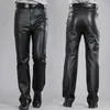 M-7XL Plus-storlek Fashion Leather Pants Motorcykelbyxor Män äkta läder raka mäns platt blixtlås regelbundet279g