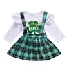 2PCS Seti Bebek Çocuk Kız bebekler Kıyafetler Giyim Harf T- Shirt + Kayış Etek Kız Giyim Kıyafetler Moda Ucuz BY0826 Setleri
