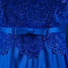 Abiti da sera da donna Scoop Neck Lace Up Satin Lungo Royal Blue Borgogna Lunghezza pavimento Abito formale da damigella d'onore Abiti lunghi Vestidos2142495