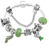 Wholesale-European charm Bead Bracelet for Pandora Style Green/Yellow glass beads Lady/child Bangle Jewelry