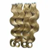 Vague de corps Blonde # 613 Russe Européenne Cheveux Bande Peau Trame Extension de Cheveux 80 pcs Bande Dans L'extension de Cheveux Humains Double Drawn Adhésif 200G