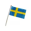 14x21cm Sweden Hand Stick Flag High Quality Outdoor Indoor Usage Polyester Fabric Hanging Advertising, Free Shipping