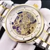 Luksusowe zegarki biznesowe dla mężczyzn Szafirowa tarcza 43 mm Pasek ze stali nierdzewnej Złoty automatyczny mechanizm mechaniczny męski zegarek Dzień Ojca Prezent na boże narodzenie Zegarki na rękę