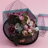 Vintage noir accessoires de mariage chapeau de mariée fête de mariage femmes chapeaux chapeaux fleur brésil russie chapeau melon