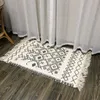 Tappeto tessuto a mano in cotone bianco nero del Marocco per soggiorno, camera da letto, cucina, corridoio, durevole, lavabile in lavatrice, nappe, tappeti Mat1288c