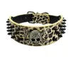 Black nail Black Skull personality rivet pet collar PU dog chain large dog traction W1094