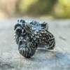 Herr Silver Färg Viking Bear Warrior 316L Rostfritt stål Biker Ringar Vintage Vikings Nordic Jewelry storlek 7-14