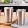 500ML Stainless Steel Cups 16oz Pint Glasses Metal Cups Hand Beer Cup Drinking Accessories Free Shipping SN2719