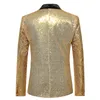 Neueste Mode Männer Gold Pailletten Blazer Schal Revers Party Stilvolle Anzug Blazer Geschäfts Hochzeit Party Outdoor Jacke Tops