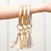 Bangle Ny ankomst PU -läder Big O Keychain Armband Tassel Drop Wristlet Armband för kvinnors modehandbandsband