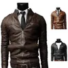 Mode-ventes chaudes hiver mode élégant marque hommes en cuir veste collier Stand mince moto Faux cuir mâle manteau Outwear veste