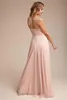 2019 New Arrival Backless Pink Formal Bridesmaid Dress Cheap V-neck Long Spaghetti Straps Chiffon Maid of Honor Gown Plus Size Custom Made