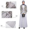 Kläder plus size mode sequined beading tassel abaya för muslimsk vuxen kvinnlig full längd bön islamisk kofta klänning med bälte f956
