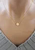 Brushed Round Circle Necklace Tiny Disk Coin Necklace Geometric Disc Dot Necklace Simple Pie Necklaces for Women