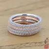 Hot Koop Sprankelende Eenvoudige Luxe Sieraden 925 Sterling Zilver Volledige Witte Sapphire CZ Diamond Party Sweet Leuke Vrouwen Wedding Band Ring Gift