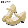 ULKNN Girls High Heel Shoes For Girls Princess Shoes Children Girl Spring Sequin Leather Shoe Kids Party Wedding Glitter Crystal