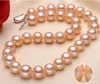 9-10mm Natural Gold Pink South Seas Pearl Necklac 18inch 925 Silver Clasp