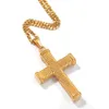 Cross Pendant Halsband Rostfritt stål Guldkolormodern stilfull religiös judely för män rep kubanska kedjehalsband hip hop247g