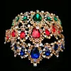Couronnes de diadème royales baroques Vintage, vert, bleu, rouge, couronne de reine, bandeau de mariée en or, diadème de mariage pour femmes, bijoux de cheveux