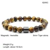 Natural Stone Armband Magnet Therapy Armband Lava Stone Turquoise Tiger Eye Hematite Pärlor Armband för kvinnor Män Bangle