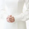 긴 소매 겨울 웨딩 드레스 2020 새틴 비치 웨딩 드레스 레이스 업 신부 드레스 아이보리 화이트