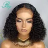 180density partie libre Kinky Curly avant de lacet perruque pré-plumée brésilienne perruque de lacet noir court perruques pour les femmes africaines cheveux synthétiques