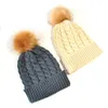 Baby Winter Warm Knit Hat Pom Infantil Niño Niño Crochet Hairball Gorra gorra (gris oscuro)