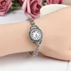 Wristwatches REVELRY Antique Silver Wrist Watch Turkish Rhinestone Bracelet Watches Women Vintage Geneva Quartz Womens1