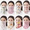 Mode Floral Imprimé Coupe-Vent Anti-UV Foulard En Soie Sports De Plein Air Vélo Masque Visage Femmes Lady D'été Foulard Cou Protecteur YP679