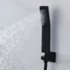 Banyo Lüks Tavan Şelale Duş Seti 710x430mm LED Yağmur Duş Sıkları Yan Sprey Ile Termostatik Vana Facuetleri